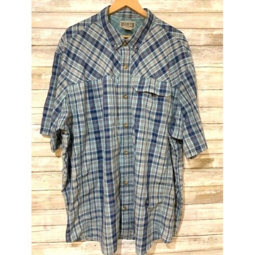 Duluth Trading Co. Mens 3XL Plaid Short Sleeve‎ Button-Up Shirt